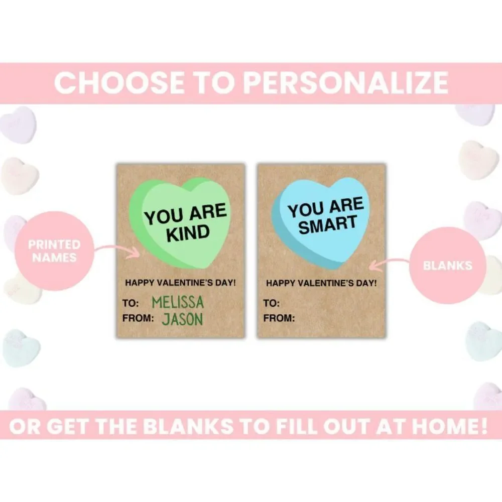 Set of 50 Positive Affirmation Valentines Day Cards, Valentine's Day Classroom C